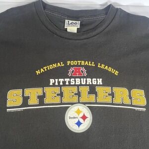 Vintage 90's Lee Sport Pittsburgh Steelers Black Graphic T-Shirt Size 2XL NFL